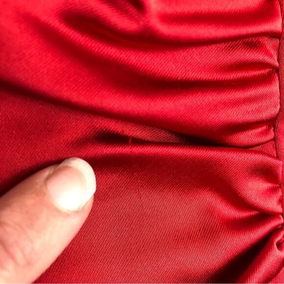 Cache red sleeveless ruched satin sheath dress size 2 NWT romantic cocktail - Picture 7 of 16